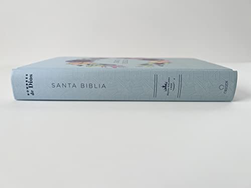 Biblia Reina Valera 1960 - Biblia Protestante letra grande tamaño manual, nombres de Dios, flores azul