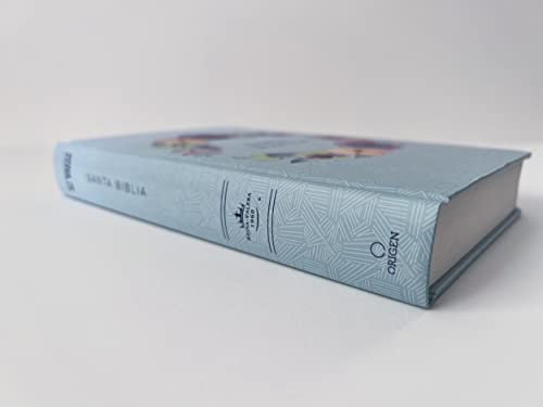 Biblia Reina Valera 1960 - Biblia Protestante letra grande tamaño manual, nombres de Dios, flores azul