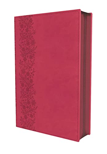 RVR60, Santa Biblia, Tierra Santa, Ultrafina, Letra grande, Leathersoft, Fucsia, con Cierre, Palabras de Jesús en Rojo, Comfort Print
