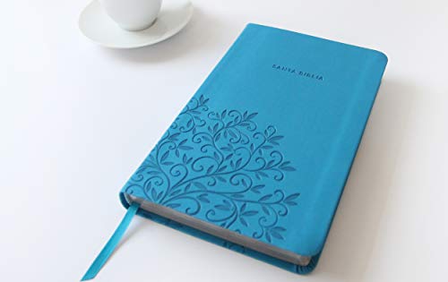 Biblia Reina Valera 1960 letra grande. Símil piel azul, tamaño manual