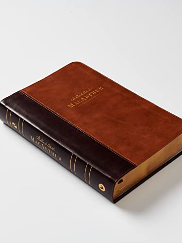 Nbla Biblia de Estudio Macarthur, Leathersoft, Café, Interior a dos Colores, con Índice