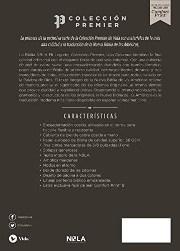 NBLA, Santa Biblia, Mi Legado, Una columna, Piel de cabra, Negro, Colección Premier, Palabras de Jesús en Rojo, Comfort Print