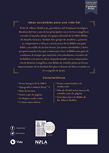 Nbla Biblia de Estudio Gracia y Verdad, Leathesoft, Azul Marino, Interior a dos Colores