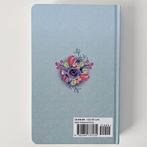 Biblia Reina Valera 1960 - Biblia Protestante letra grande tamaño manual, nombres de Dios, flores azul
