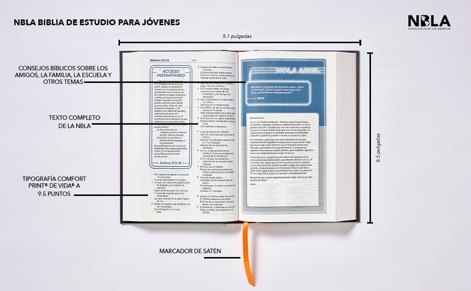 NBLA, Biblia de Estudio para Jóvenes, Tapa dura, Azul, Comfort Print