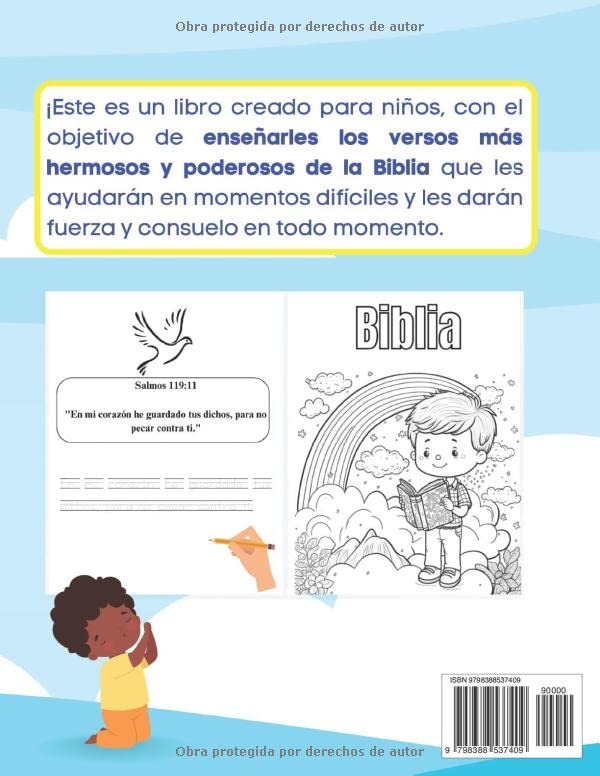 50 Versículos de la Biblia para Niños en Español: Forma Divertida de Aprender Versos Bíblicos de Fortaleza y Fe - Trazar - Caligrafia - Repasar y ... para niños en español) (Spanish Edition)