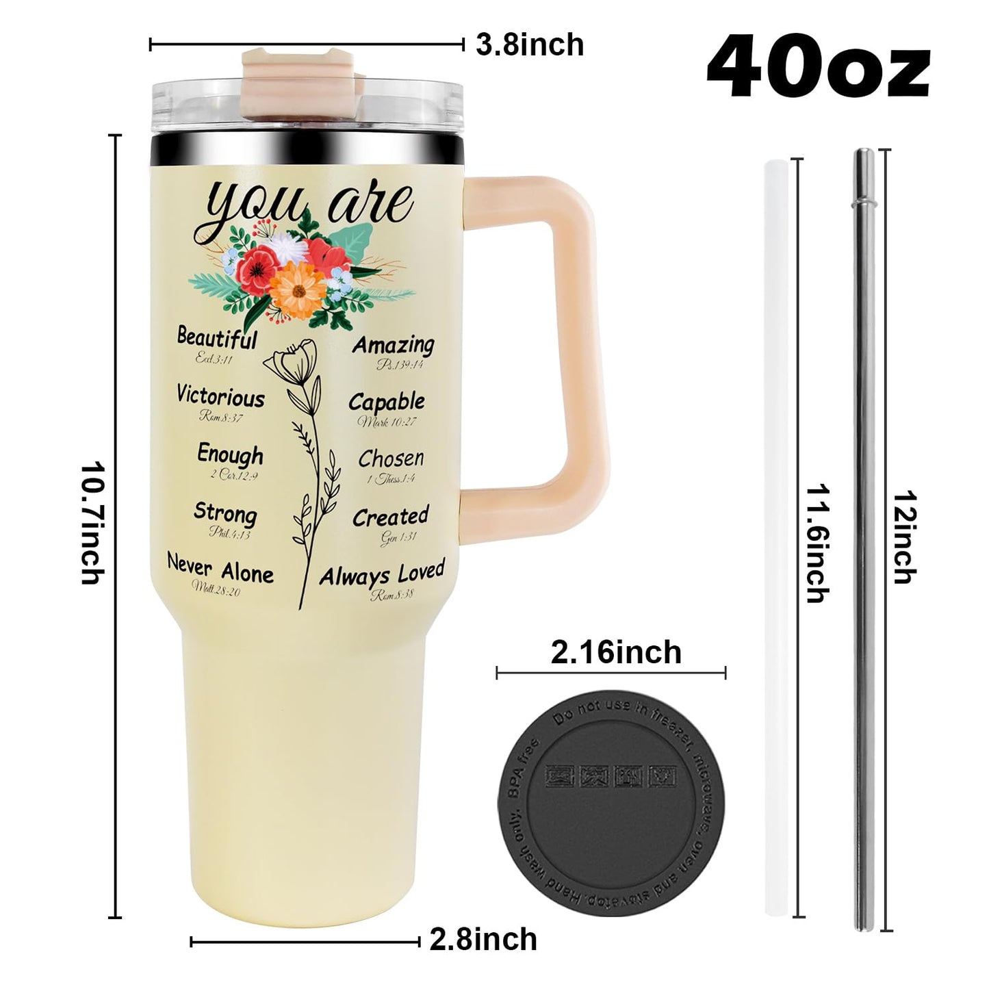 ▶ Regalos cristianos para mujeres, vasos de 40 onzas para mujeres, tazas de café con versículo bíblico, regalos religiosos de fe inspiradores para mujeres en cumpleaños, aniversario, vaso de 40 onzas