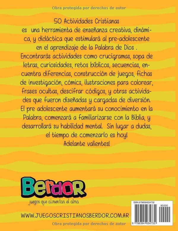 50 Actividades Cristianas para niños y preadolescentes. Libro de actividades para niños cristianos de 7 a 12 años: Encuentra actividades dinamicas ... (50 Actividades Bíblicas) (Spanish Edition)