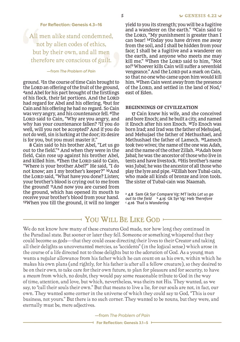 NRSV, The C. S. Lewis Bible, Leathersoft, Brown, Comfort Print: For Reading, Reflection, and Inspiration