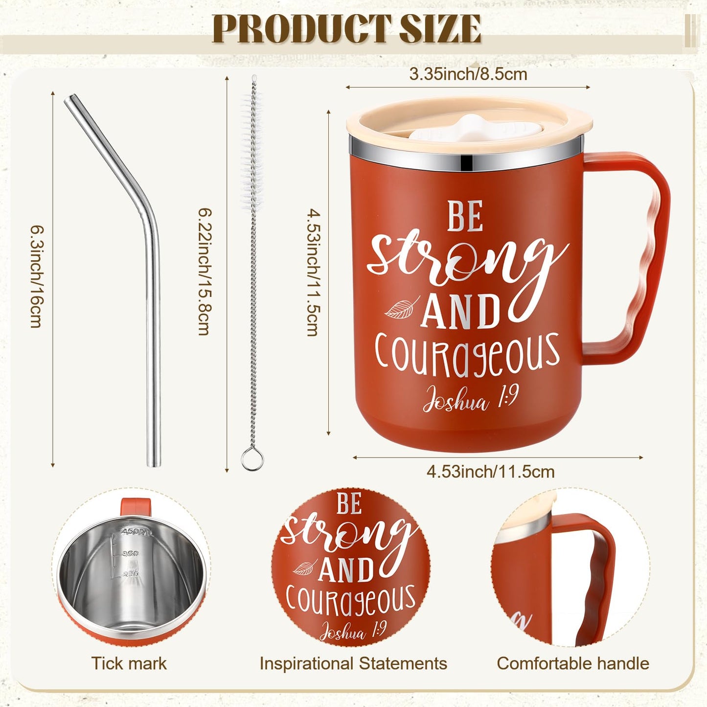 ▶ Juego de 18 tazas de regalo cristiano para mujer, incluye 6 tazas de café cristianas de 17 onzas con tapa, pajita, pulseras de silicona, versículo religioso de la Biblia, regalos para amigos