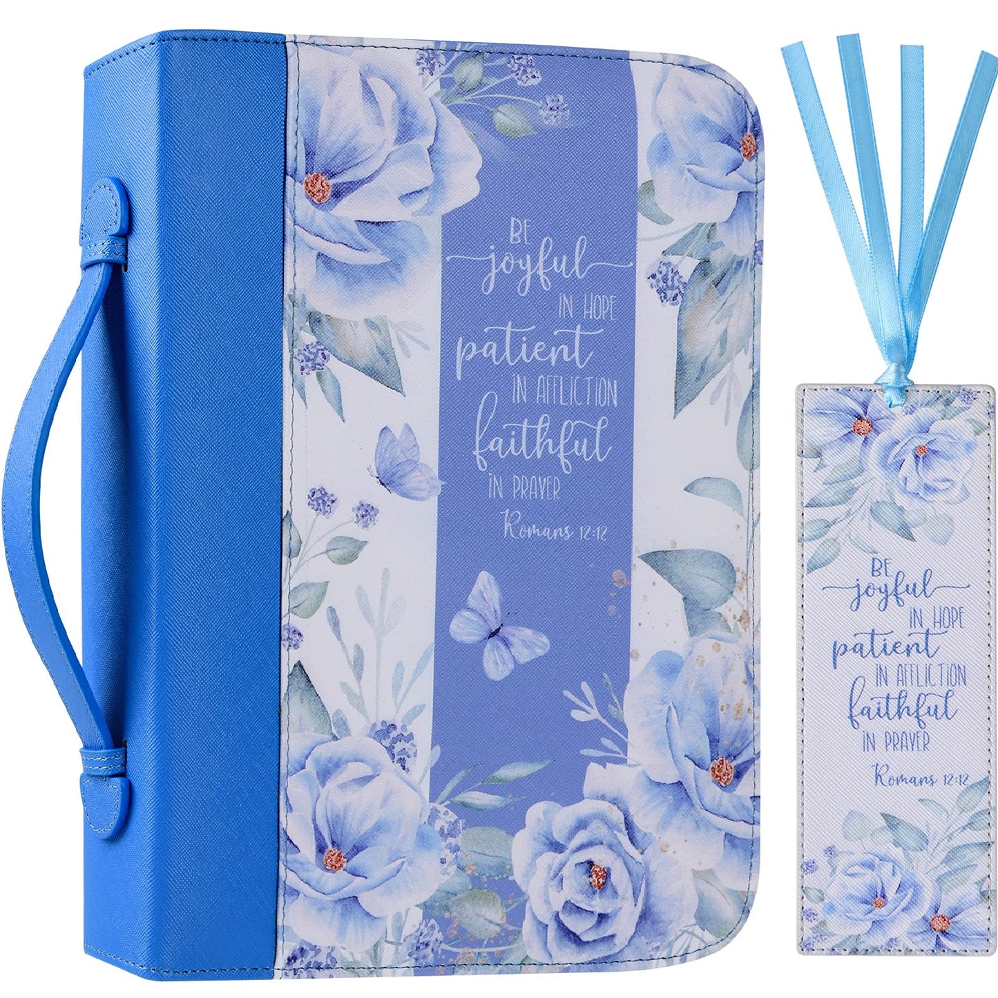Funda de Biblia para mujer con un marcapáginas a juego, bolsa de piel sintética con bolsillos y cierre para estudio de tamaño estándar y grande, 11 x 8.2 x 2.2 pulgadas