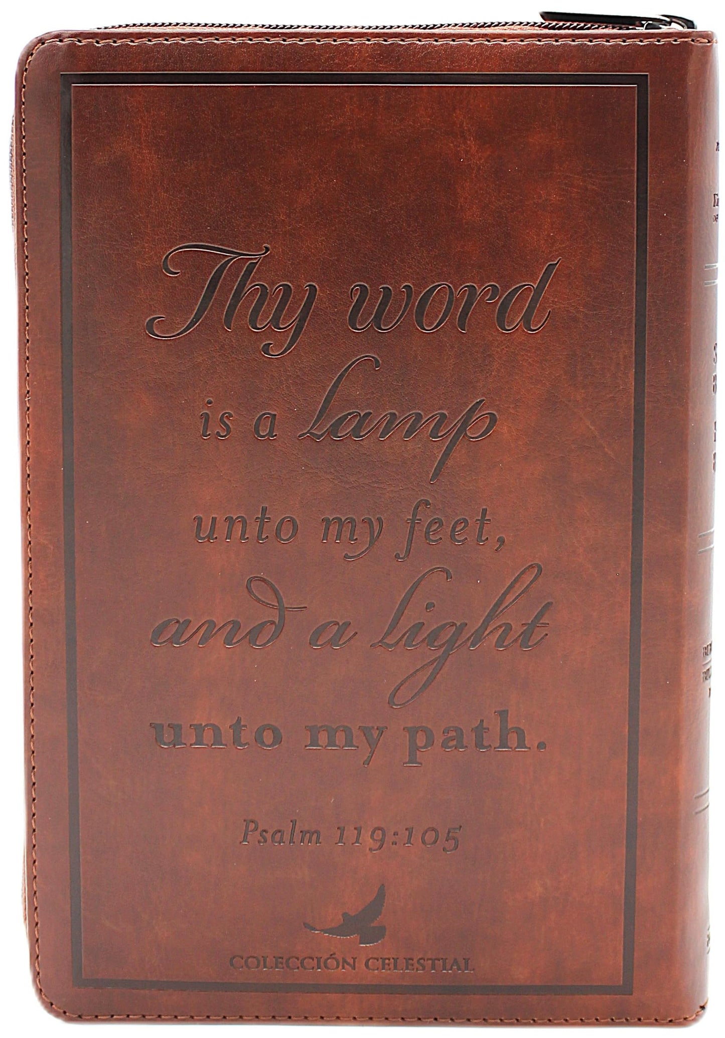 Biblia Bilingue Reina Valera 1960/ King James Version tamano Personal con Cierre, indice, color cafe senti cuero Lampara es a mis pies to palabra / Thy word is a lamp unto my feet Coleccion Celestial