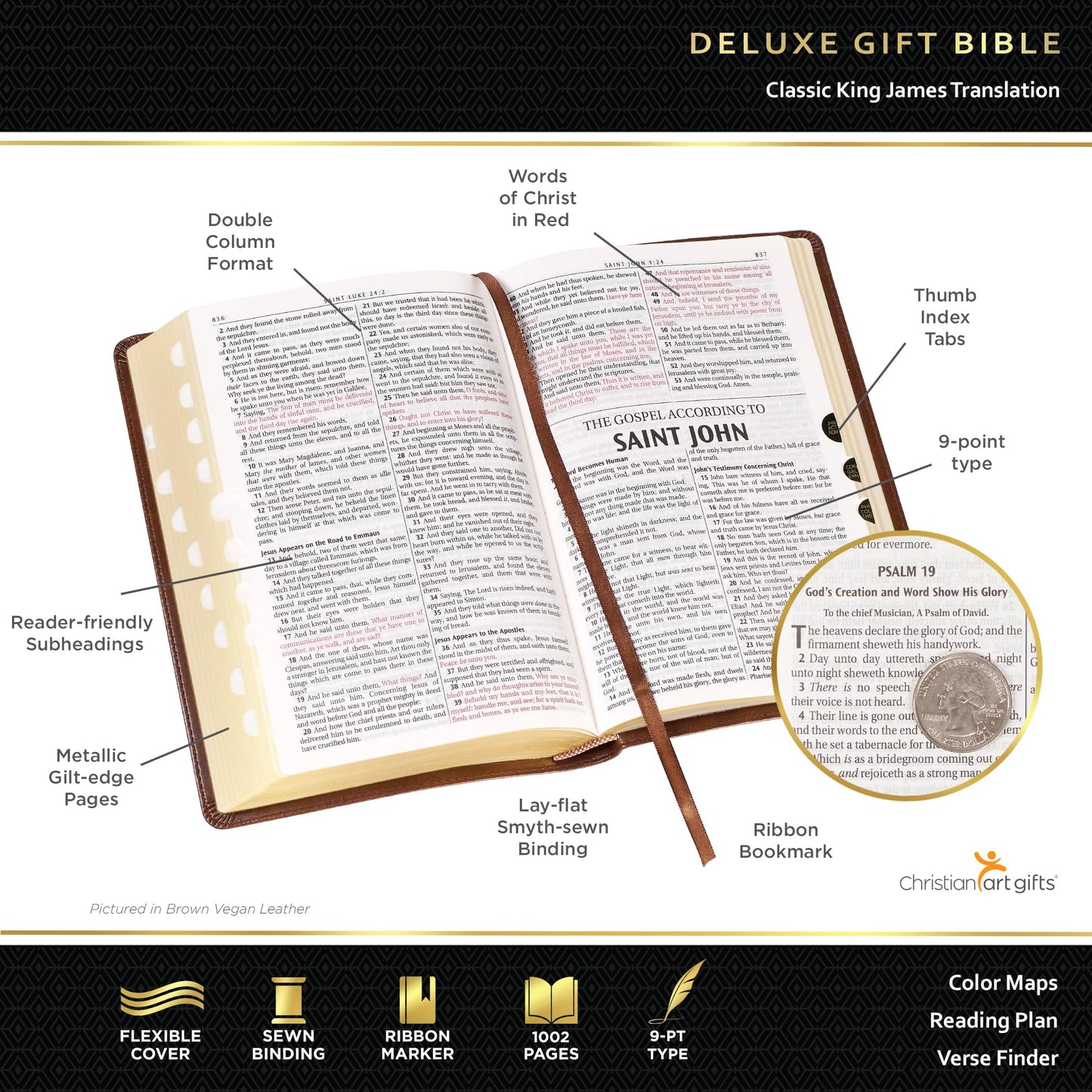 KJV Holy Bible, Standard Size Faux Leather Red Letter Edition - Thumb Index & Ribbon Marker, King James Version, Pink Floral Zipper Closure