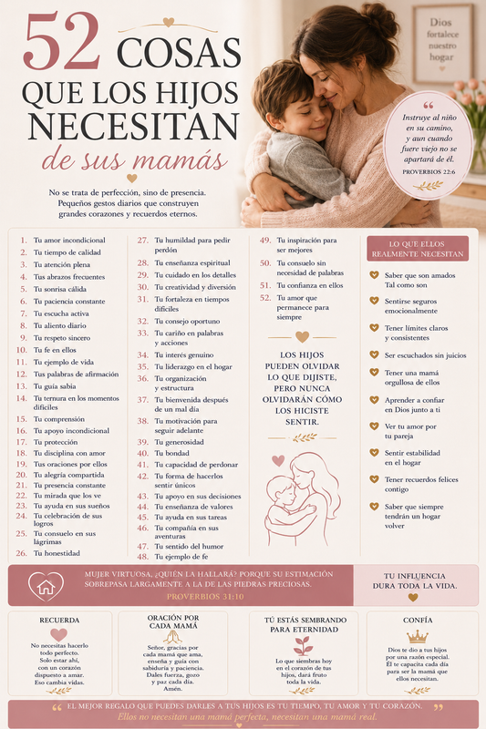 52 Cosas Que Los Hijos Necesitan De Sus Mamás