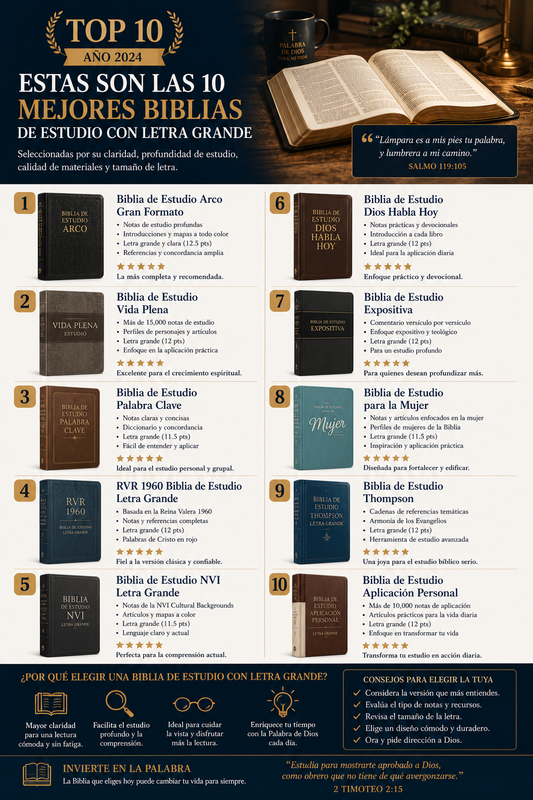Top 10 año 2024 estas son las 10 mejores biblias de estudio con letra grande