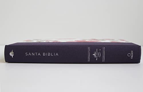Biblia RVR 1960 letra grande, tela azul con flores tamaño manual (Tapa dura)