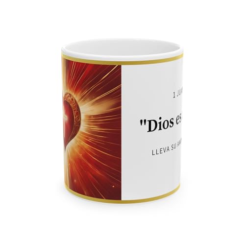 ▶ Taza Religiosa con Pasajes Bíblicos - Diseño Inspirador de Fe - Regalos Cristianos para Devotos de Dios y Reflexión - Cerámica 11 oz (dios es amor)