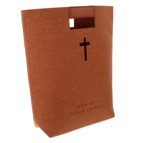 Operitacx Bolsa De Almacenamiento De La Biblia Bolsas De La Biblia Bolso De Fieltro Con Cruz Ahuecada Bolso De La Biblia Con Diseño Biblia Bolsas De Tela Sintió Light Brown