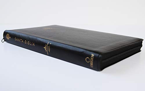 Biblia Reina Valera 1960 letra grande. Símil piel negro, cremallera, tamaño manual