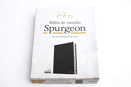 RVR 1960 Biblia de estudio Spurgeon, negro piel genuina con índice