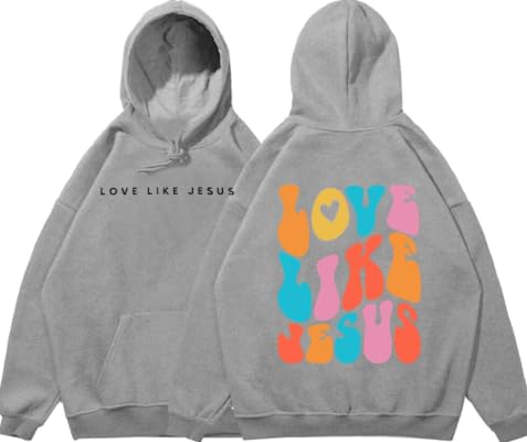 Camisetas cristianas con capucha para mujer, diseño de Jesús, diseño de Dios religioso, con capucha, Gris, S