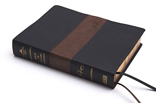 RVR 1960 Biblia de estudio Spurgeon, negro/marrón símil piel