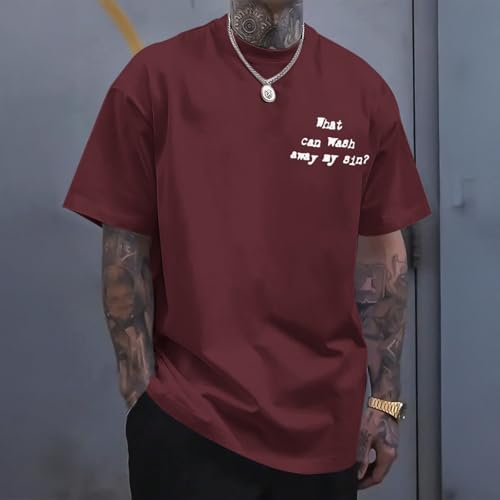 ▶  Camisetas cristianas para hombre, con versículo bíblico, con fe religiosa, playera inspiradora de Jesús Dios, playera con gráfico cruzado, Granate, M