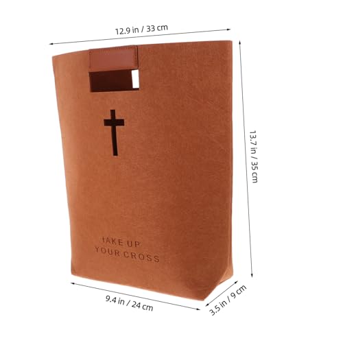 Operitacx Bolsa De Almacenamiento De La Biblia Bolsas De La Biblia Bolso De Fieltro Con Cruz Ahuecada Bolso De La Biblia Con Diseño Biblia Bolsas De Tela Sintió Light Brown