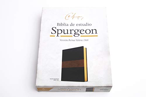 RVR 1960 Biblia de estudio Spurgeon, negro/marrón símil piel