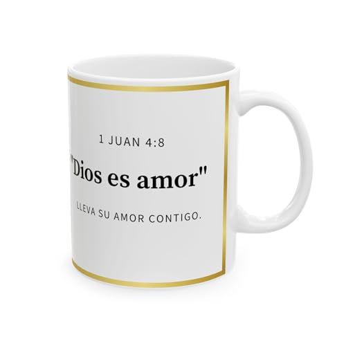 ▶ Taza Religiosa con Pasajes Bíblicos - Diseño Inspirador de Fe - Regalos Cristianos para Devotos de Dios y Reflexión - Cerámica 11 oz (dios es amor)