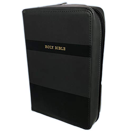 King James KJV Large Print Zippered Bible with Organizer Cover, black leathertouch indexed - My Organizer Bible