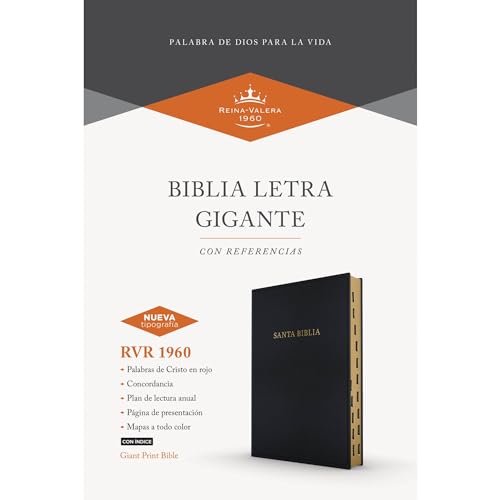 RVR 1960 Biblia letra gigante, negro imitación piel con índice (Edición 2023): Santa Biblia