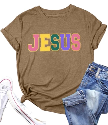 ▶  Camisa cristiana para mujer, refranes religiosos, inspiradores, camisetas de fe, versículo bíblico, camisetas de manga corta, arena amarillo, Large