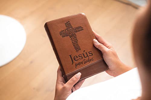 Santa Biblia de Promesas Reina Valera 1960 / Jesús Para Todos / Letra Grande / Tamaño Manual / Piel Especial Con Índice Y Cierre / Café // Spanish ... / Leathersoft with Index and Zipper / Brown