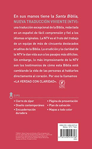 Santa Biblia NTV, Edición zíper, Flores rosa (SentiPiel) (Spanish Edition)