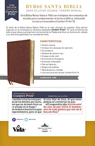 Rvr60 Santa Biblia Serie 50 Letra Grande, Tamaño Manual, Leathersoft, Café