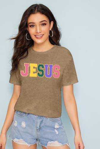 ▶  Camisa cristiana para mujer, refranes religiosos, inspiradores, camisetas de fe, versículo bíblico, camisetas de manga corta, arena amarillo, Large