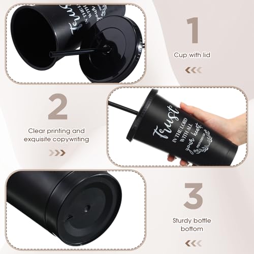 ▶ Vasos de regalo cristianos de Navidad a granel de 24 onzas con tapa con popote, tarjeta de escritura, regalo de agradecimiento para empleados, taza religiosa para profesores, enfermeras