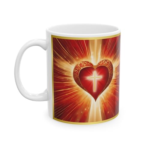 ▶ Taza Religiosa con Pasajes Bíblicos - Diseño Inspirador de Fe - Regalos Cristianos para Devotos de Dios y Reflexión - Cerámica 11 oz (dios es amor)