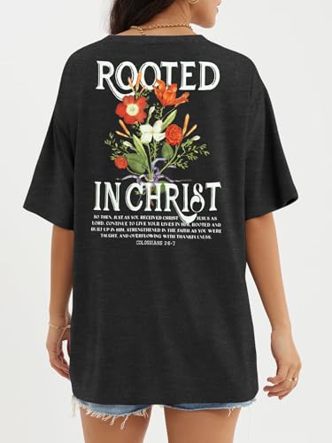 ▶ Camisetas cristianas para mujer: playera de gran tamaño If God is for Us de fe religiosa, playera inspiradora con versículo bíblico, Gris oscuro-cristo, M