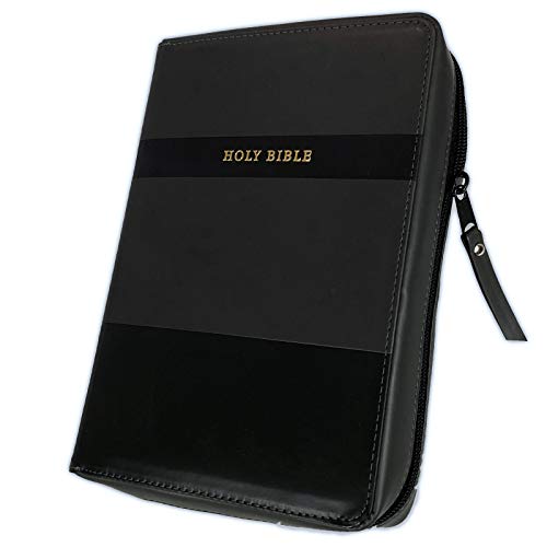 King James KJV Large Print Zippered Bible with Organizer Cover, black leathertouch indexed - My Organizer Bible