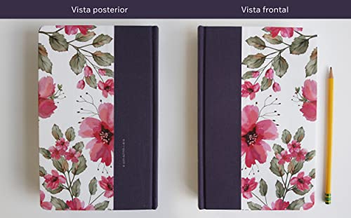 Biblia RVR 1960 letra grande, tela azul con flores tamaño manual (Tapa dura)