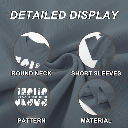 ▶ Camisas de fe cristiana de Jesús para hombres, religiosos, versículo bíblico, camisa inspiradora de gran tamaño, camisetas gráficas, Gris-oscuro, X-Large