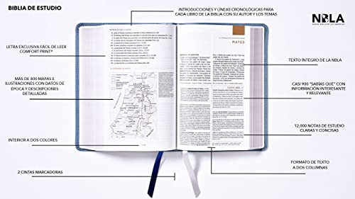 NBLA, Biblia de Estudio, Interior a dos colores, Leathersoft, Gris, Comfort Print