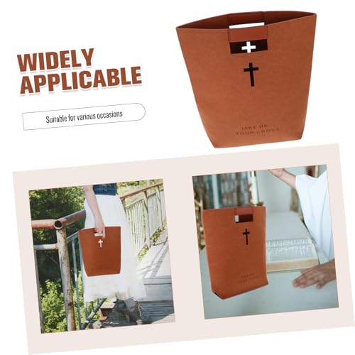 Operitacx Bolsa De Almacenamiento De La Biblia Bolsas De La Biblia Bolso De Fieltro Con Cruz Ahuecada Bolso De La Biblia Con Diseño Biblia Bolsas De Tela Sintió Light Brown