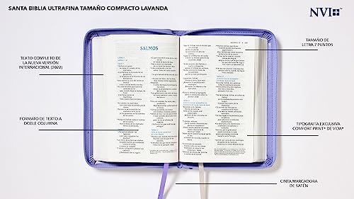 NVI, Santa Biblia, Revisión 2022, Ultrafina, Tamaño compacto, Leathersoft, Azul lavanda, con Cierre, Palabras de Jesús en Rojo, Comfort Print