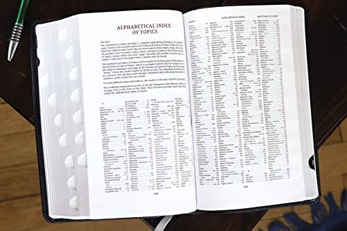 NIV, Thompson Chain-Reference Bible, Handy Size, European Bonded Leather, Black, Thumb Indexed, Red Letter, Comfort Print