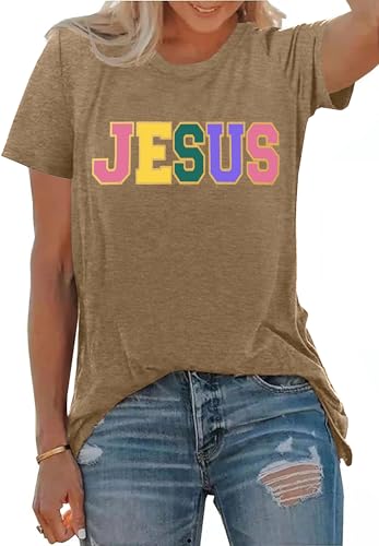 ▶  Camisa cristiana para mujer, refranes religiosos, inspiradores, camisetas de fe, versículo bíblico, camisetas de manga corta, arena amarillo, Large