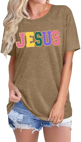 ▶  Camisa cristiana para mujer, refranes religiosos, inspiradores, camisetas de fe, versículo bíblico, camisetas de manga corta, arena amarillo, Large