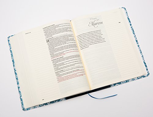 Biblia De Apuntes: Reina-Valera 1960 Azul, Piel Genuina Y Tela Impresa / Blue, Genuine Leather and Printed Cloth